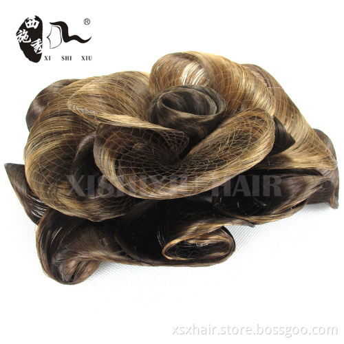 fashion style black synthetic fake hair bun extension